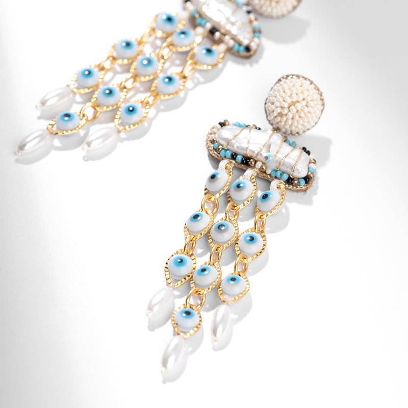 Detail Of Deepa by Deepa Gurnani Handmade Helia Earrings In Ivory Color