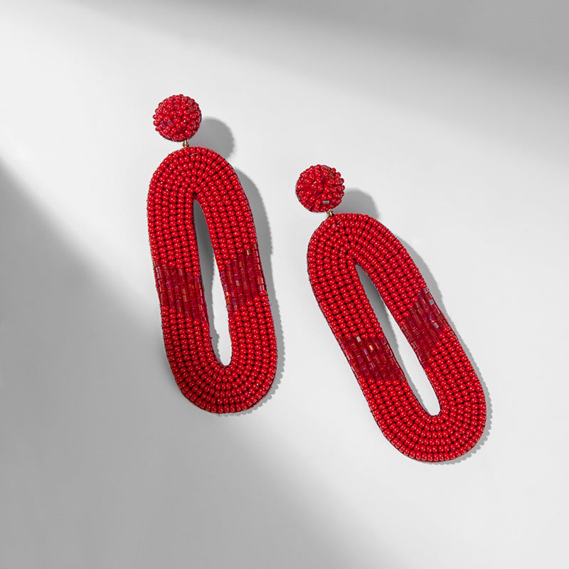 Deepa by Deepa Gurnani Handmade Olga Earrings in Red Color