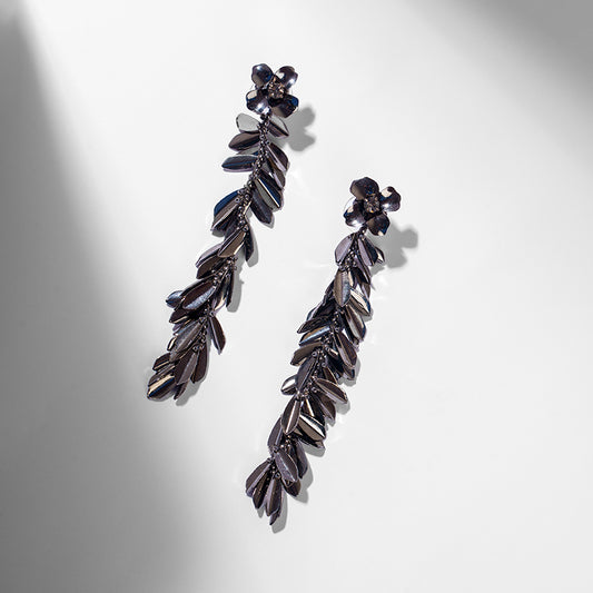 Deepa by Deepa Gurnani Handmade Demeter Earrings in Gunmetal color