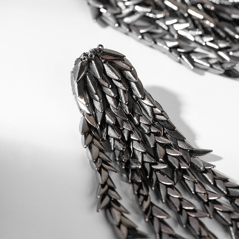 Detail Of Deepa by Deepa Gurnani Handmade Morrigan Earrings In Gunmetal Color