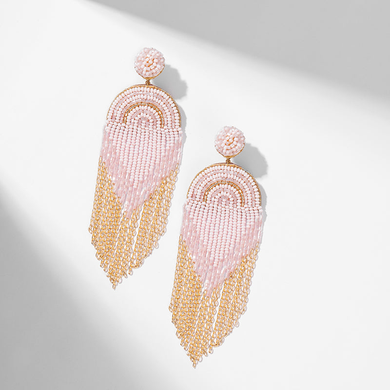 Deepa by Deepa Gurnani Handmade Killian Earrings In Baby Pink Color