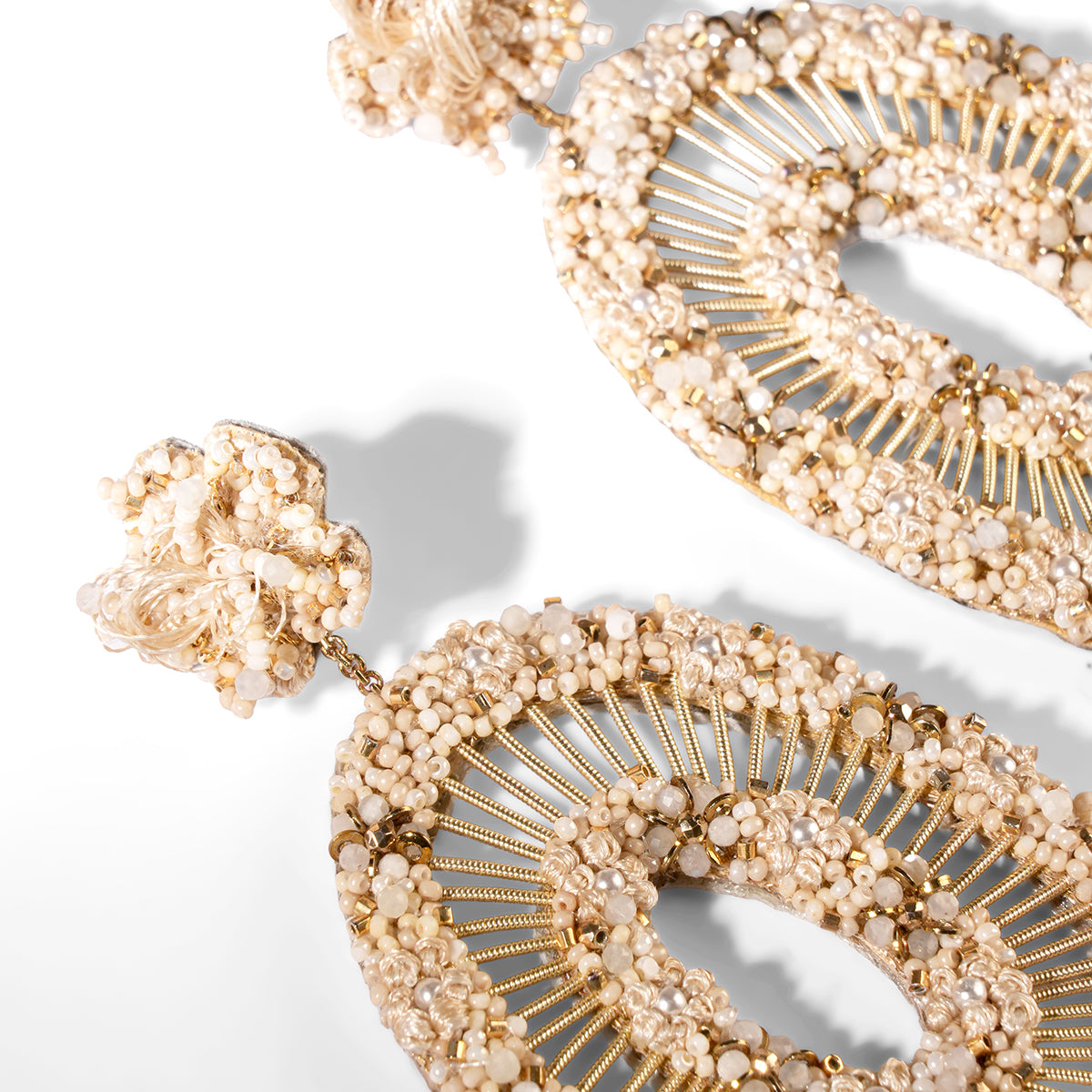 Close up of Deepa Gurnani Hway Necklace in ivory color