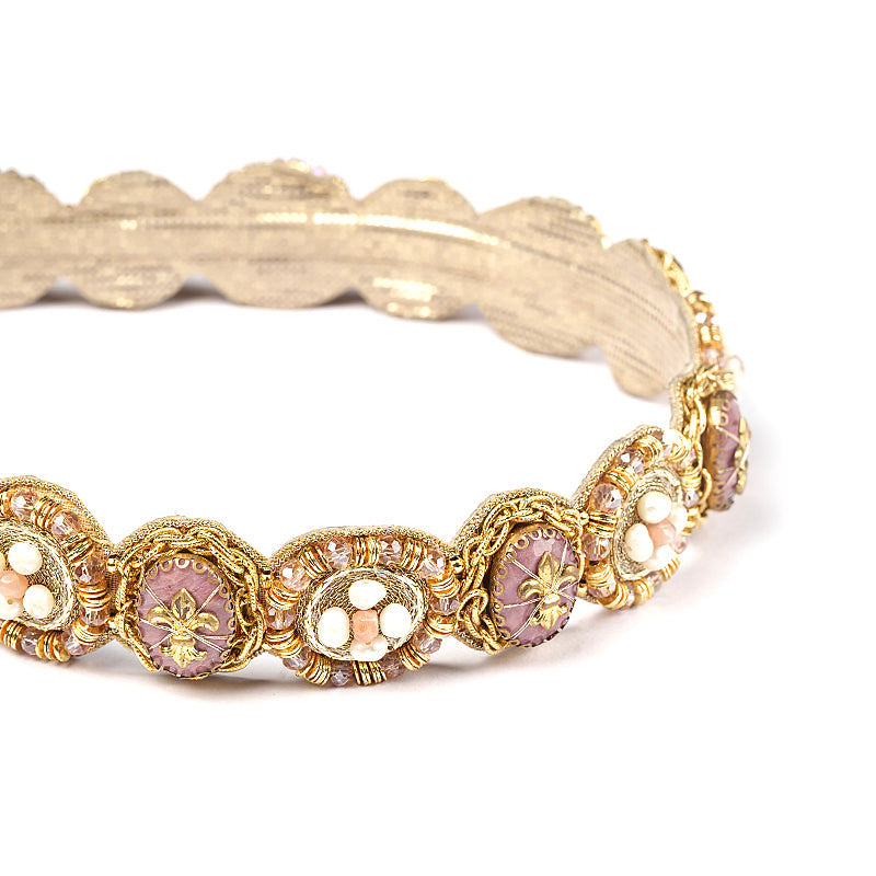 Detail Of Deepa Gurnani handmade the Gwyneth headband in Pink color