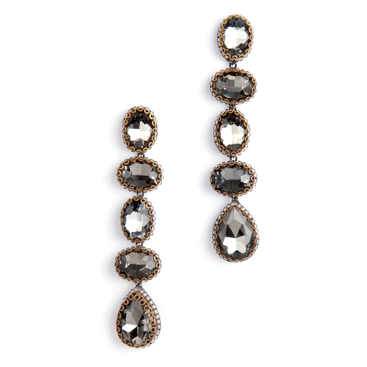 Deepa By Deepa Gurnani handmade Tyra Earrings in gunmetal color