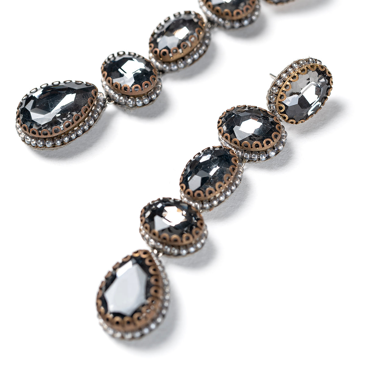 Detail of Deepa By Deepa Gurnani handmade Tyra Earrings in gunmetal color