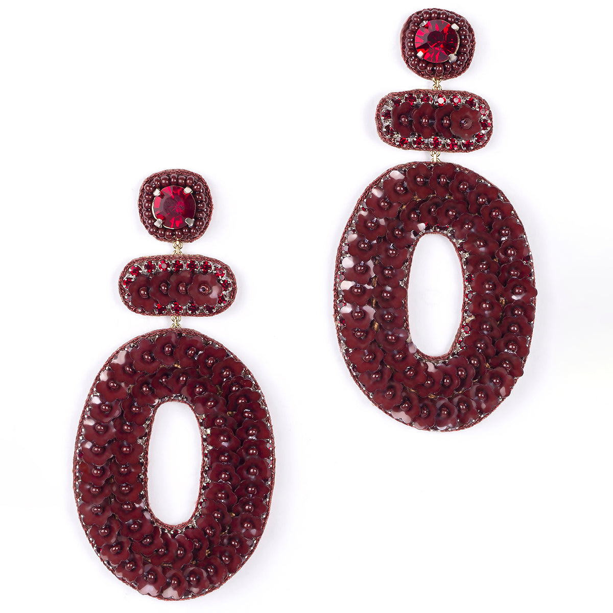 Maroon color meenakari earrings - Jaipur Mart - 4259194