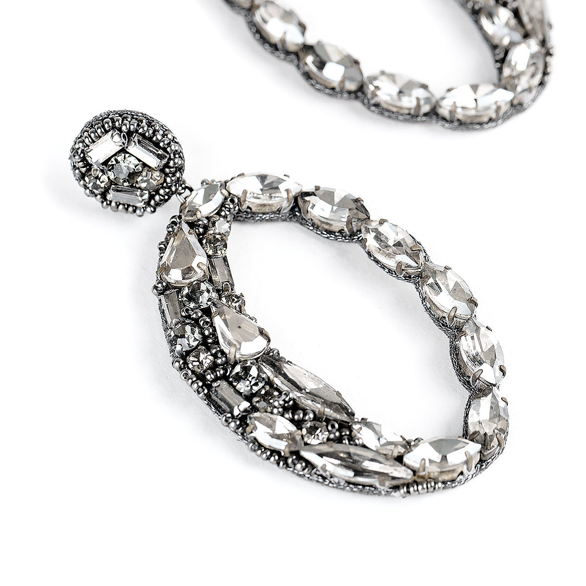 Detail of Deepa by Deepa Gurnani Freida Earrings Gunmetal color