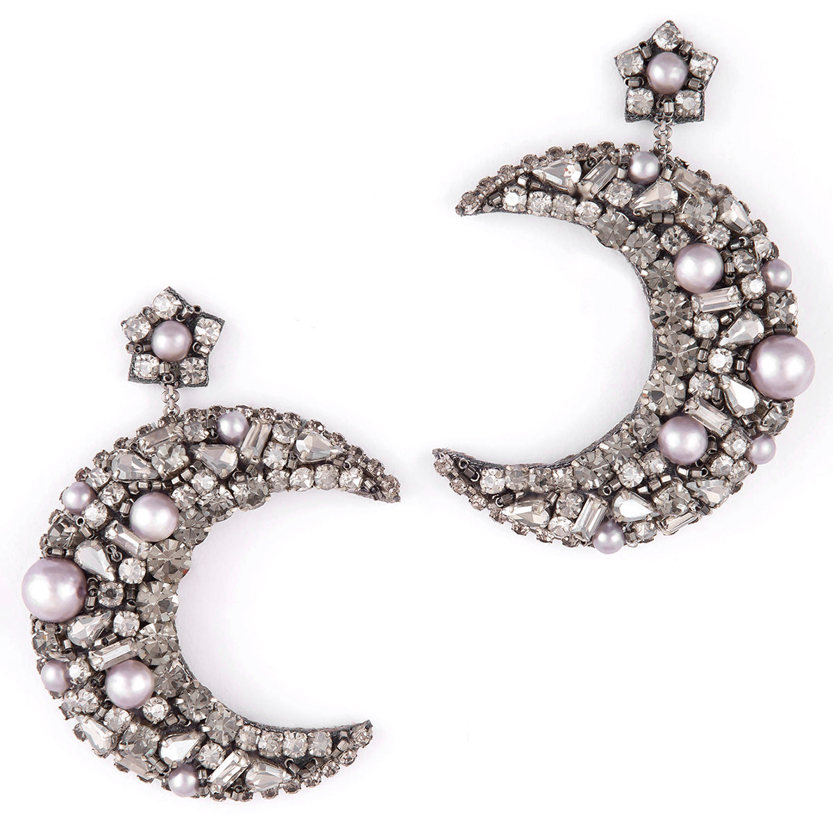 Deepa by Deepa Gurnani Handmade Lavender Earrings in Gunmetal Color