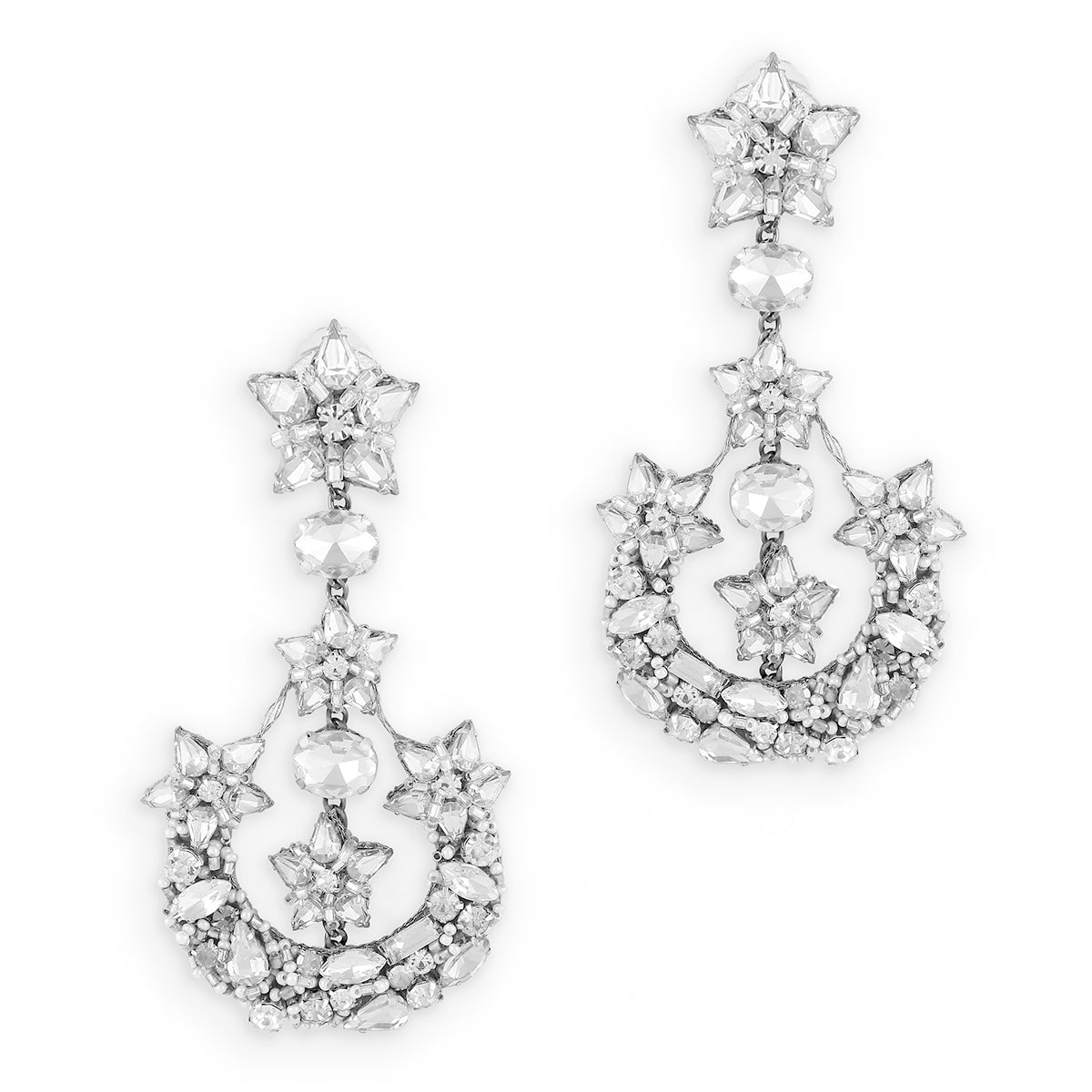 Deepa by Deepa Gurnani Handmade Tenley Silver Crystal Earrings