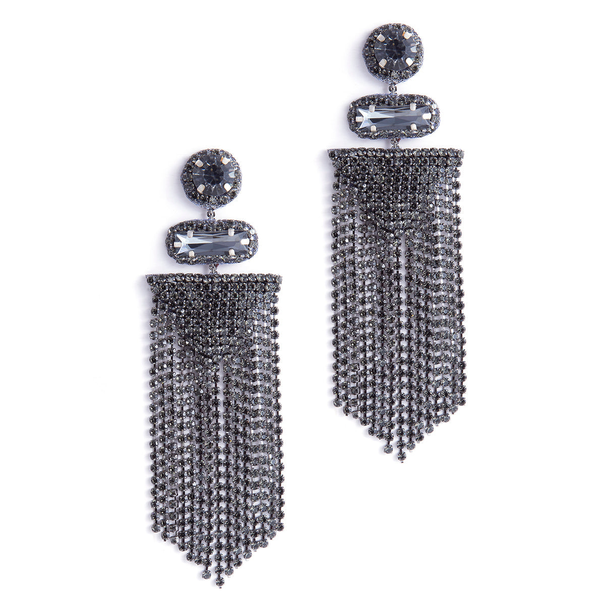 Luminously Linked- White and Gunmetal Earrings- Paparazzi Accessories –  Chic Shimmer