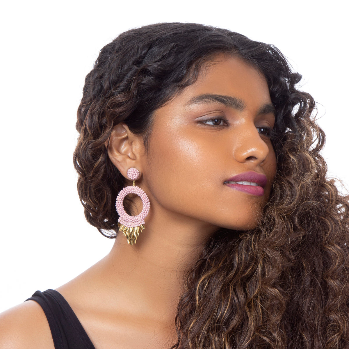 Model wearing our Franka earrings