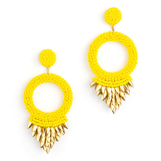 Vibrant Yellow Post Franka Earrings by Deepa by Deepa Gurnani 