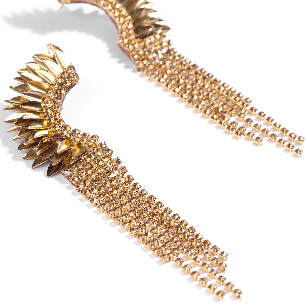 Detail Of Handmade Deepa by Deepa Gurnani Estella Earrings in gold closeup view