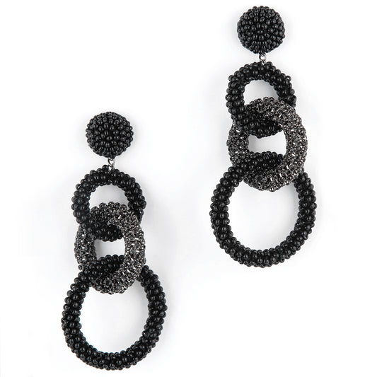 Deepa by Deepa Gurnani Hand Embroidered Sienna Earrings in Black color