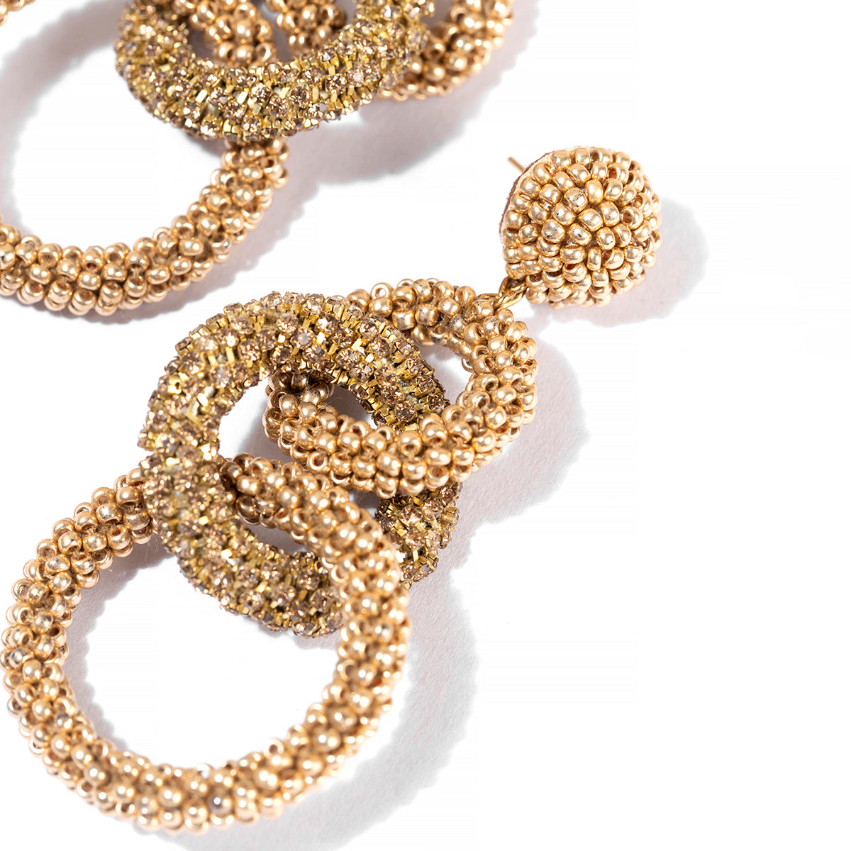 Detail Of Deepa by Deepa Gurnani Hand Embroidered Sienna Earrings in Gold color