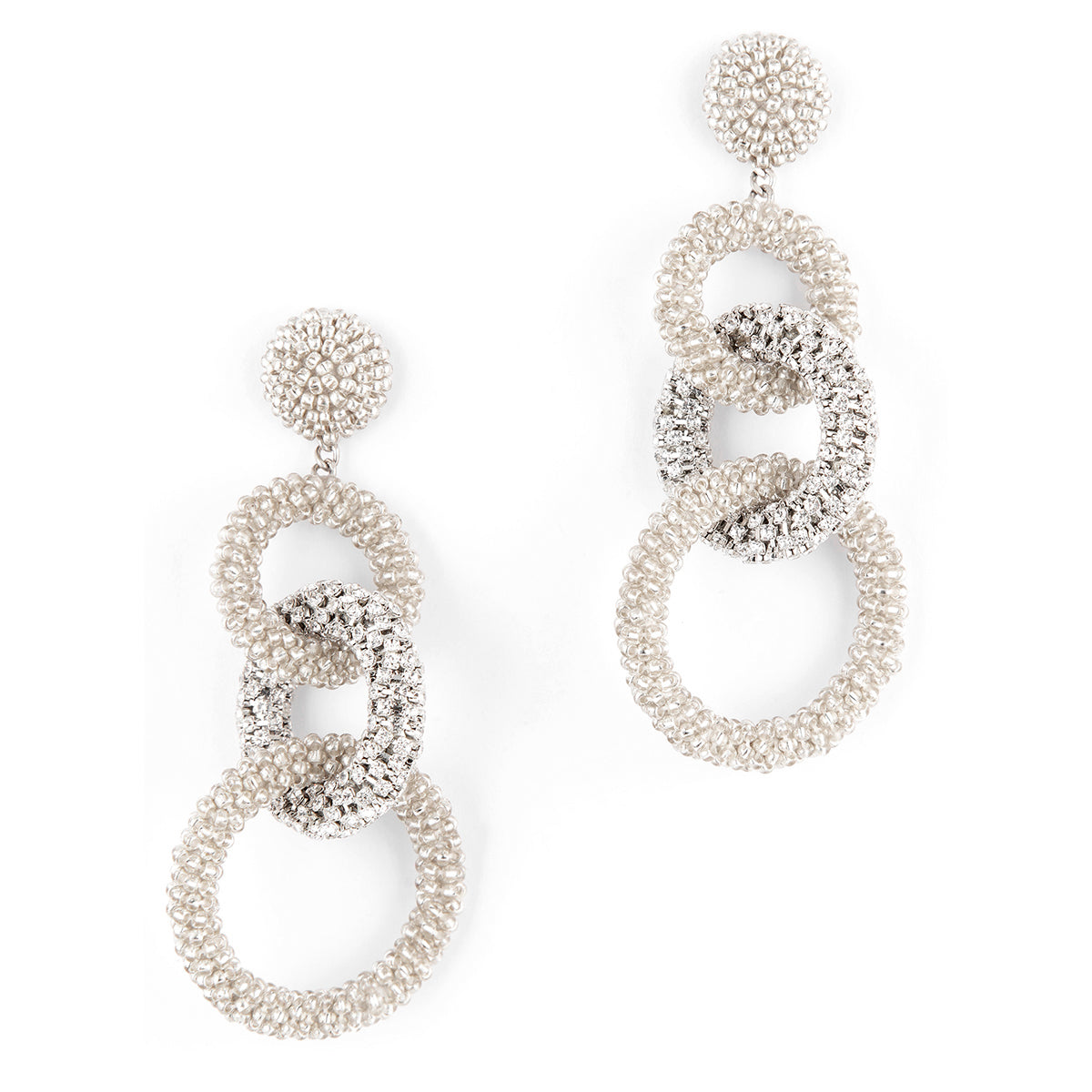 Deepa by Deepa Gurnani Hand Embroidered Sienna Earrings in Silver color