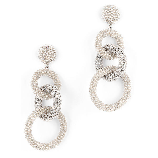 Deepa by Deepa Gurnani Hand Embroidered Sienna Earrings in Silver color