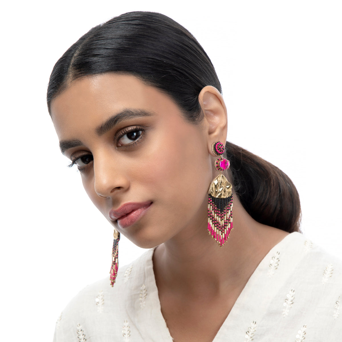 Model wearing Deepa by Deepa Gurnani handmade Jennifer Earrings