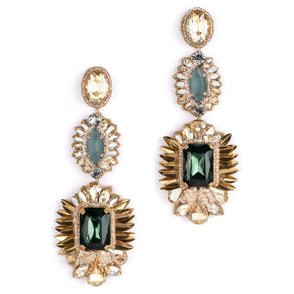 Deepa by Deepa Gurnani Handmade Klara Earrings in Emerald color