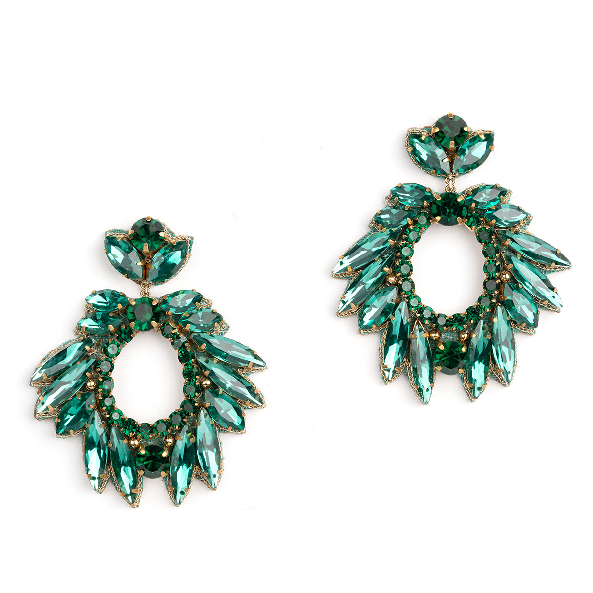 Deepa By Deepa Gurnani Zienna Earrings in Emerald color