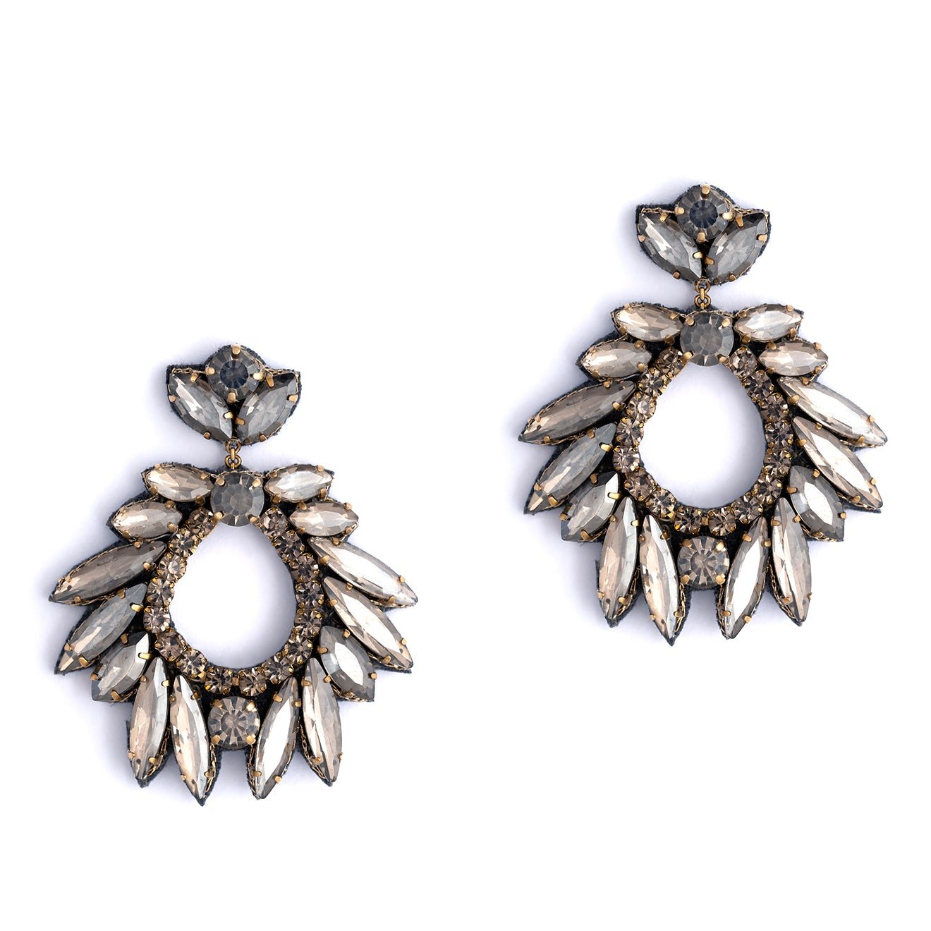 Deepa By Deepa Gurnani Zienna Earrings in Gunmetal color