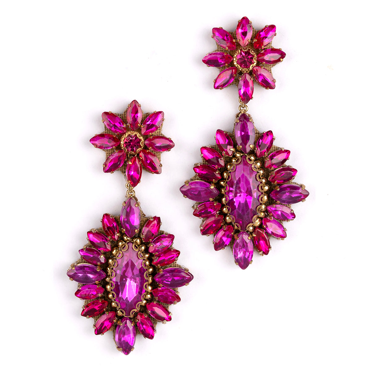 Deepa by Deepa Gurnani Handmade Alianah Earrings in Fuchsia color