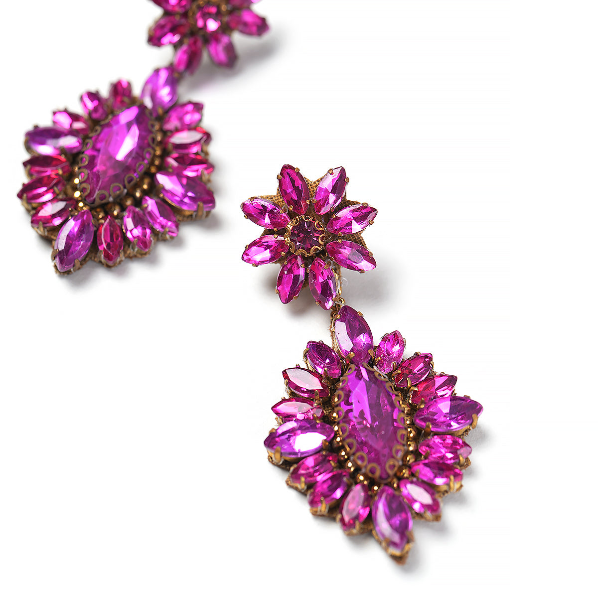 Detail of Deepa By Deepa Gurnani handmade Alianah Earrings in fuchsia color