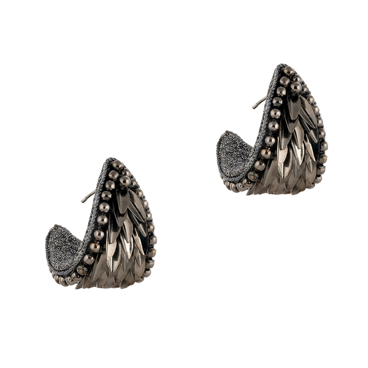 Deepa by Deepa Gurnani Handmade Easton Earrings in Gunmetal color