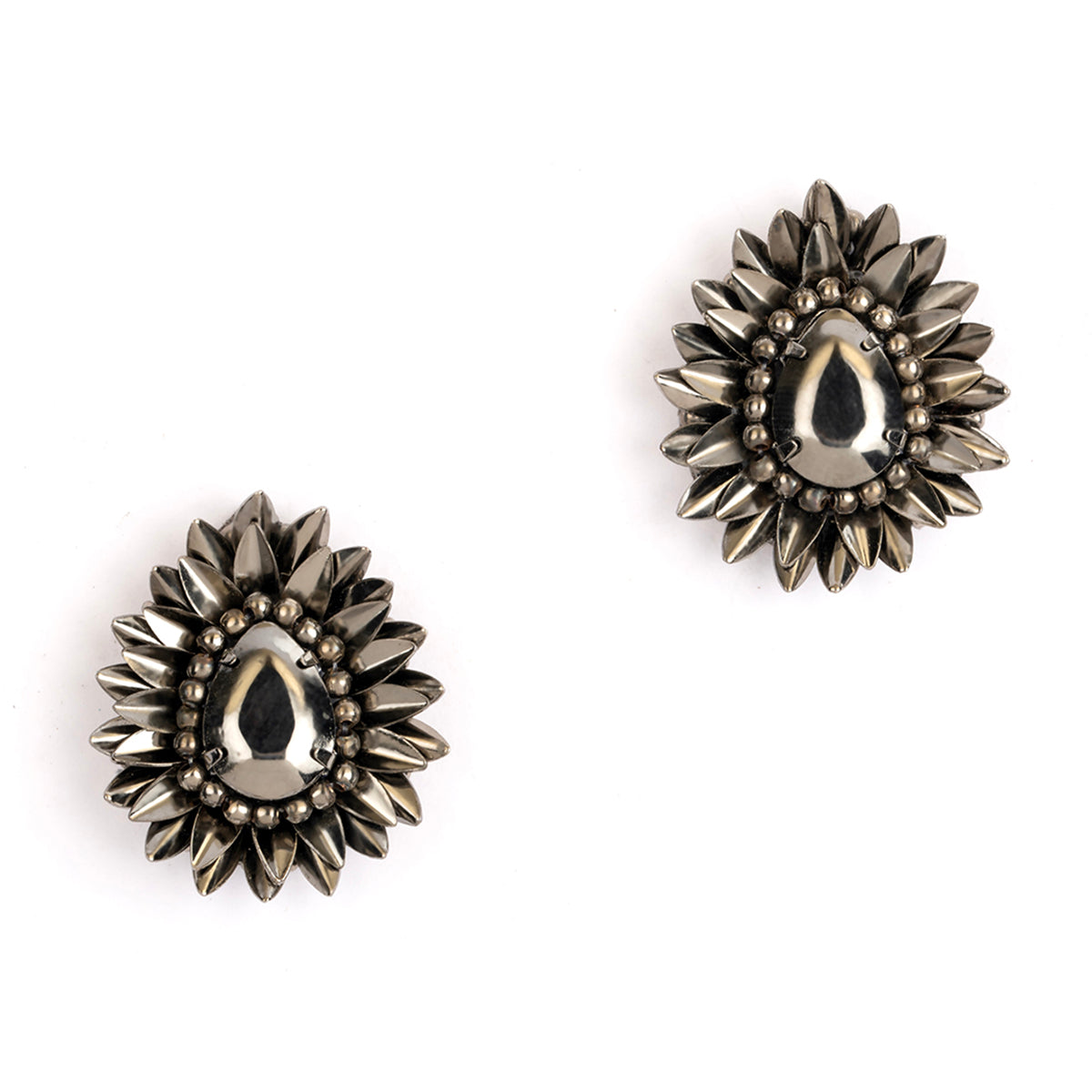 Deepa by Deepa Gurnani Handmade Icelyn Earrings in Gunmetal color