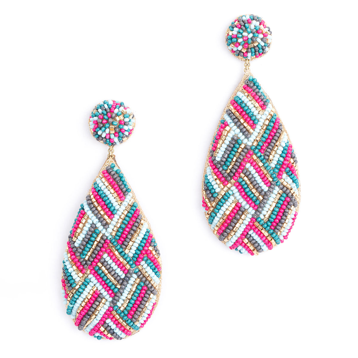 Deepa by Deepa Gurnani Handmade Zinnia Earrings in Teal color