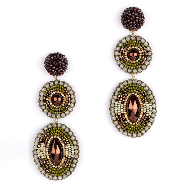 Deepa by Deepa Gurnani Handmade Danya Earrings in Olive color