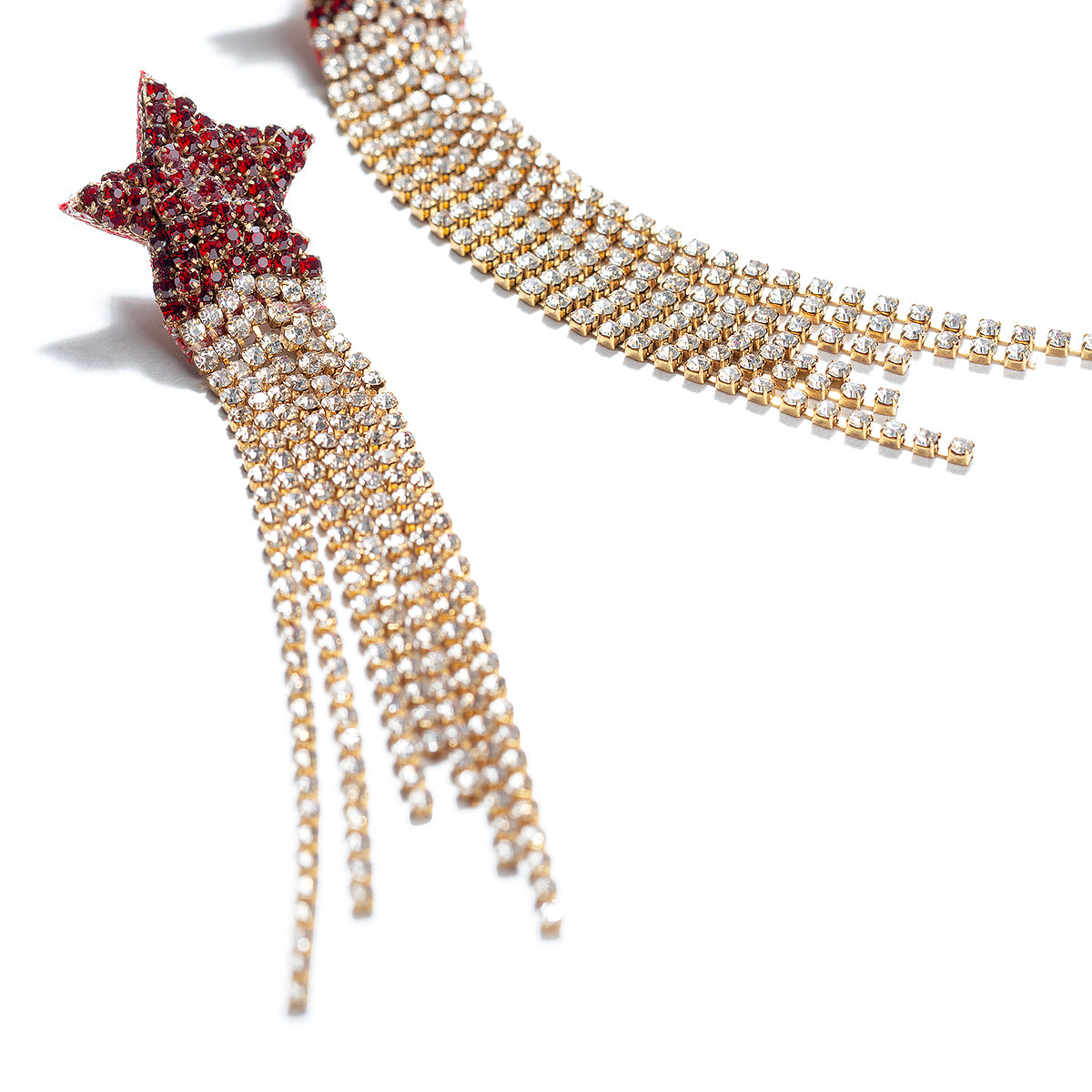 Detail of Deepa By Deepa Gurnani handmade Evren Earrings in ruby color