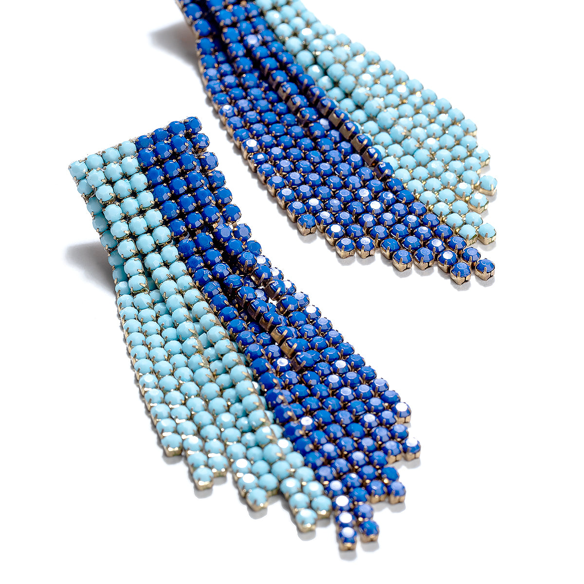 Detail of Deepa By Deepa Gurnani handmade Rayla Earrings in cobalt color