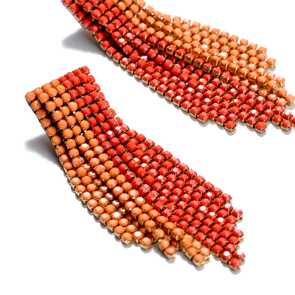 Detail of Deepa By Deepa Gurnani handmade Rayla Earrings in coral color