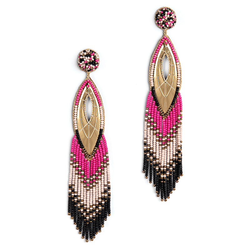 Handmade Deepa by Deepa Gurnani Merliah Earrings in Fuchsia color