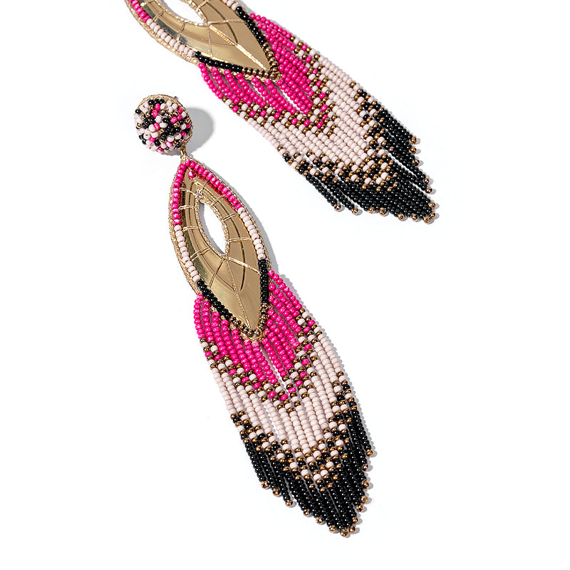 Detail of Handmade Deepa by Deepa Gurnani Merliah Earrings in Fuchsia color