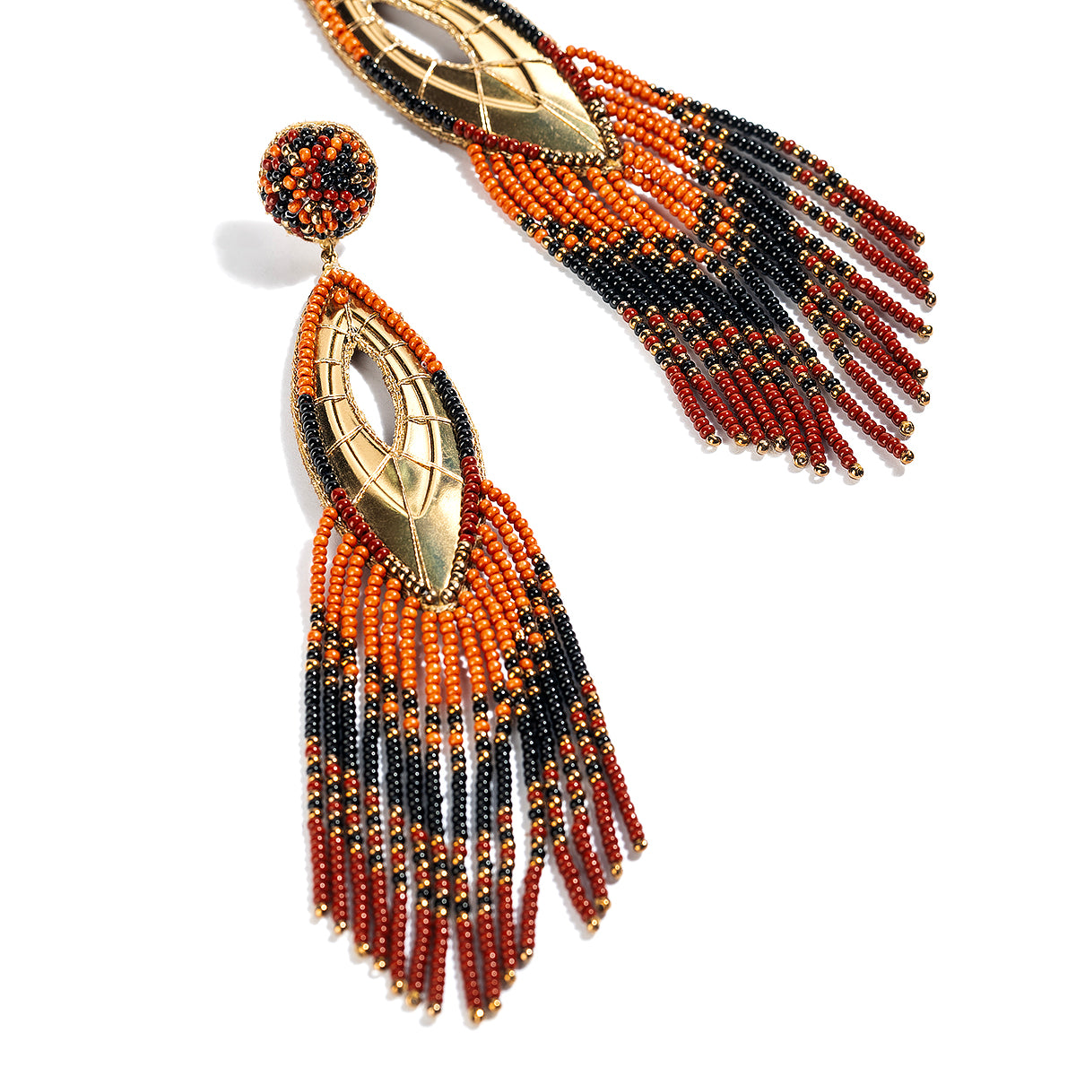 Detail of Handmade Deepa by Deepa Gurnani Merliah Earrings in Rust color