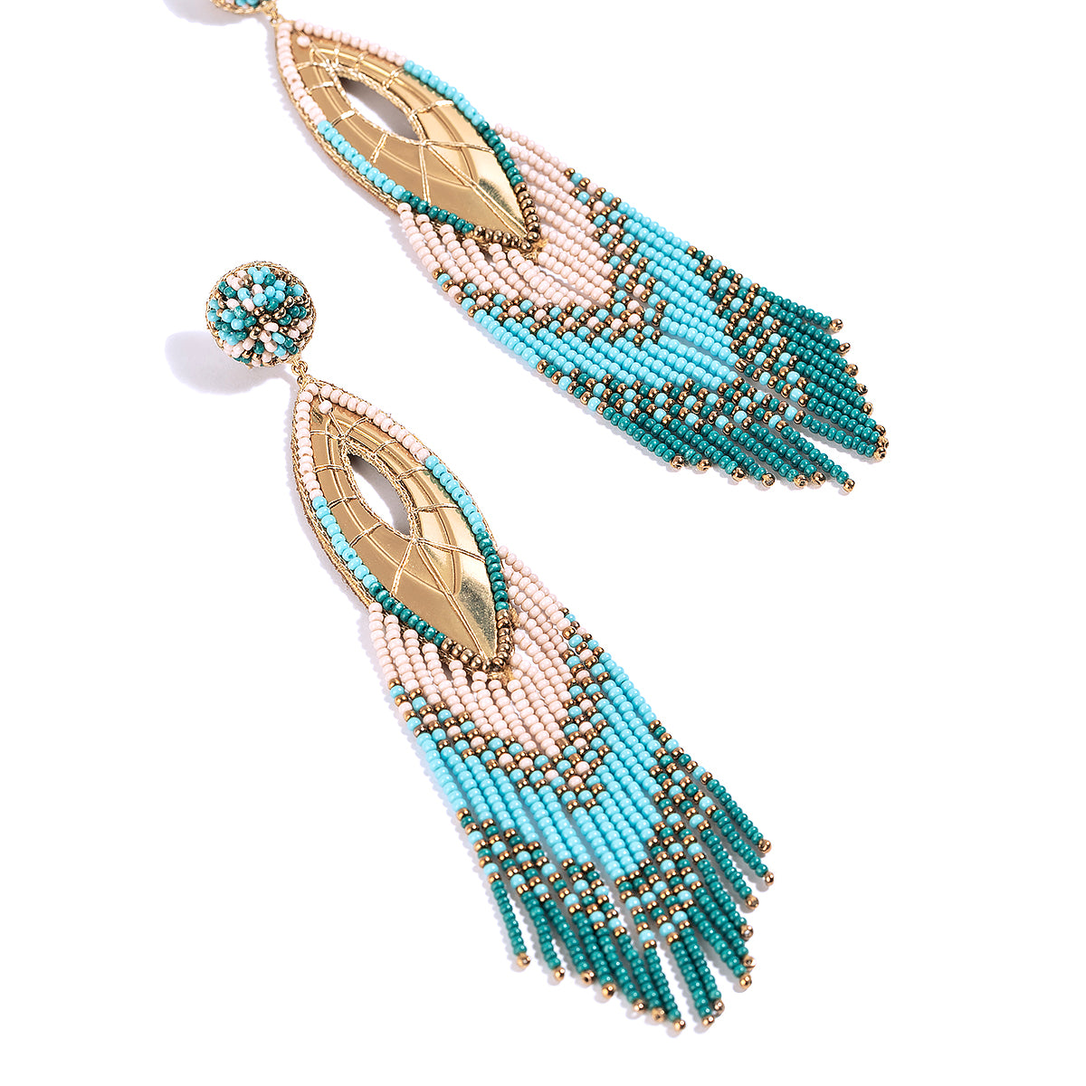 Detail of Handmade Deepa by Deepa Gurnani Merliah Earrings in Turquoise color