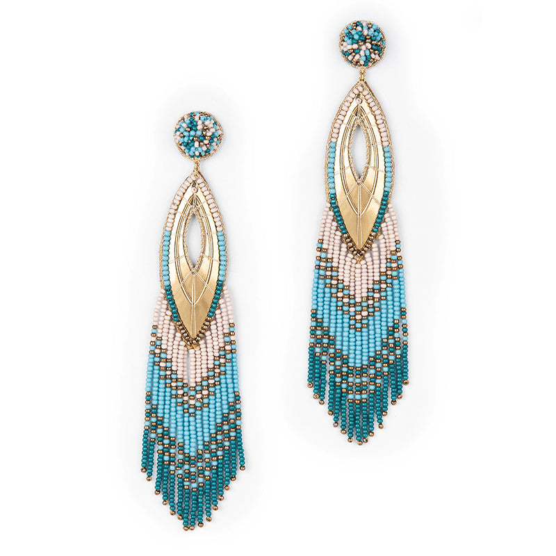 Handmade Deepa by Deepa Gurnani Merliah Earrings in Turquoise color