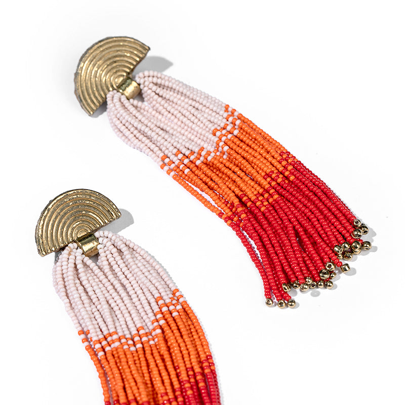 Detail of Handmade Deepa by Deepa Gurnani Lalika Earrings in Orange color