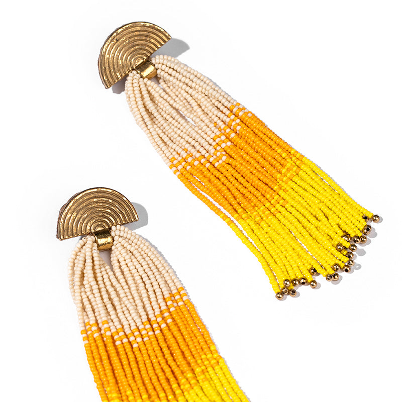 Detail of Handmade Deepa by Deepa Gurnani Lalika Earrings in Yellow color