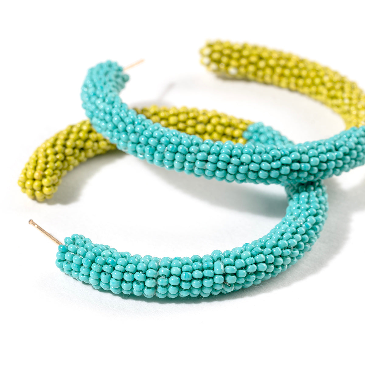 Detail of Deepa By Deepa Gurnani handmade Nixie Earrings in chartreuse color