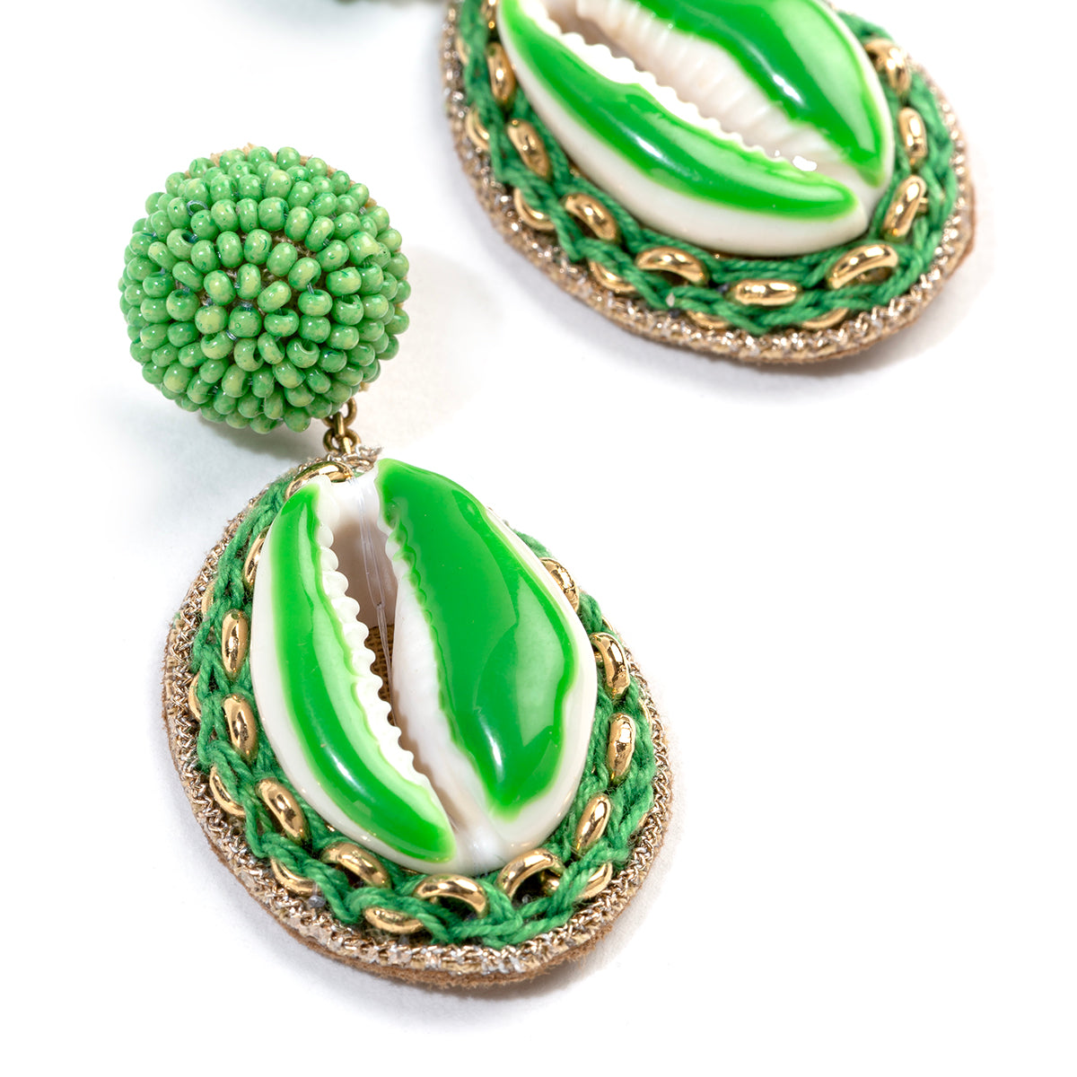 Detail of Deepa By Deepa Gurnani handmade Trixie Earrings in green color