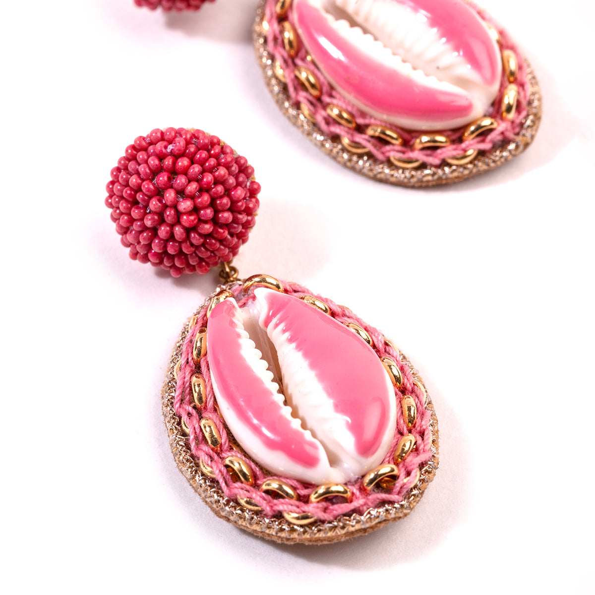 Detail of Deepa By Deepa Gurnani handmade Trixie Earrings in hot pink color