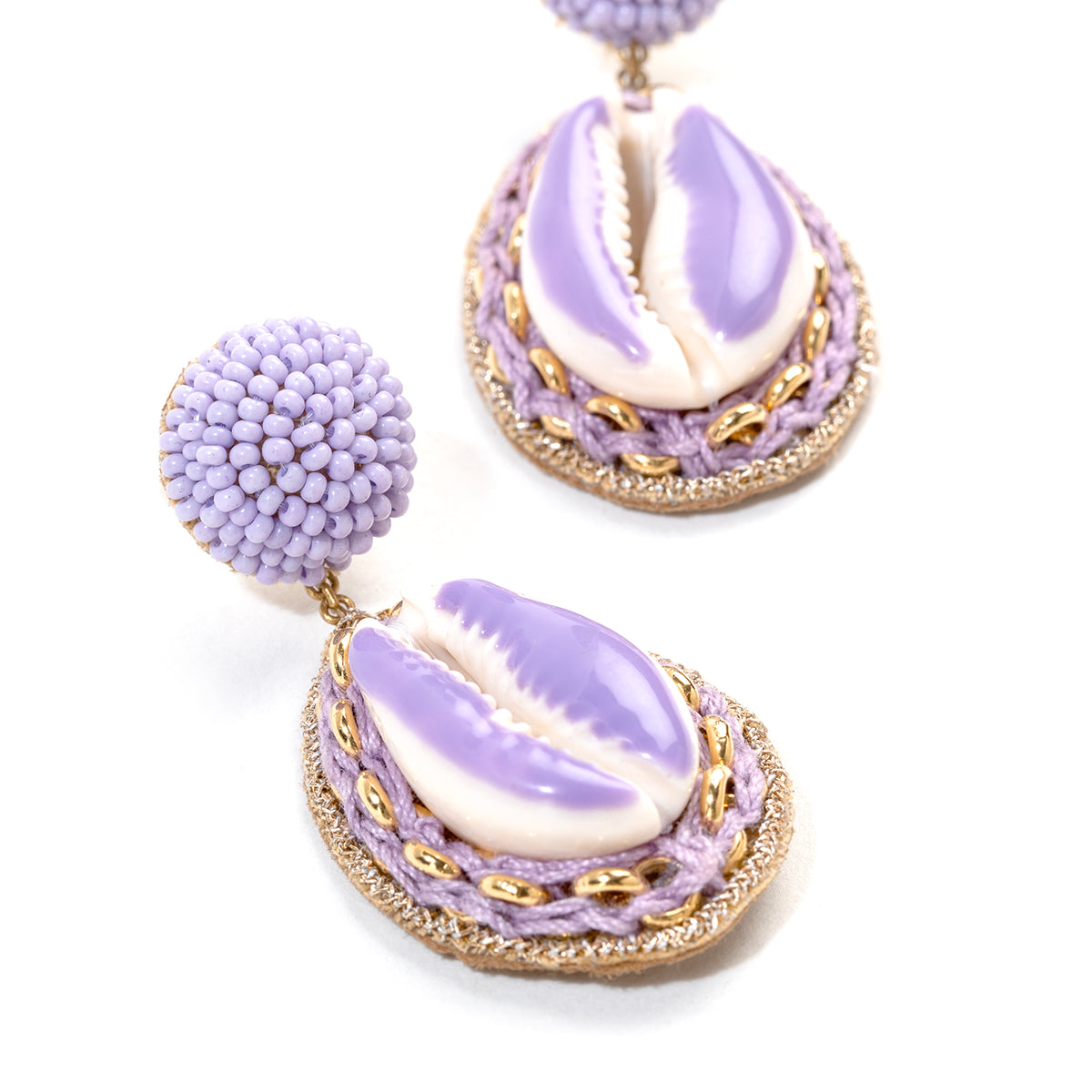 Detail of Deepa By Deepa Gurnani handmade Trixie Earrings in lavender color