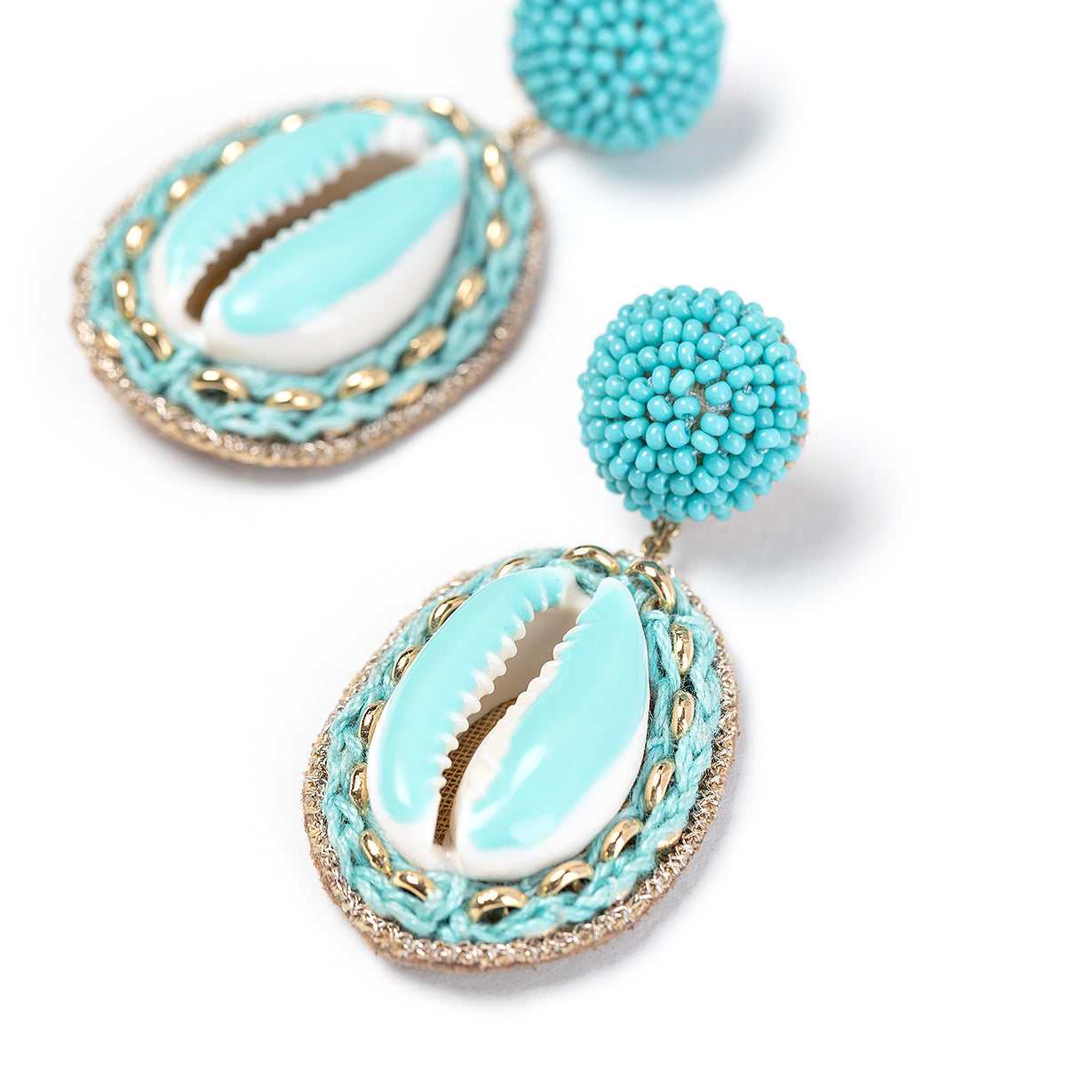 Detail of Deepa By Deepa Gurnani handmade Trixie Earrings in turquoise color