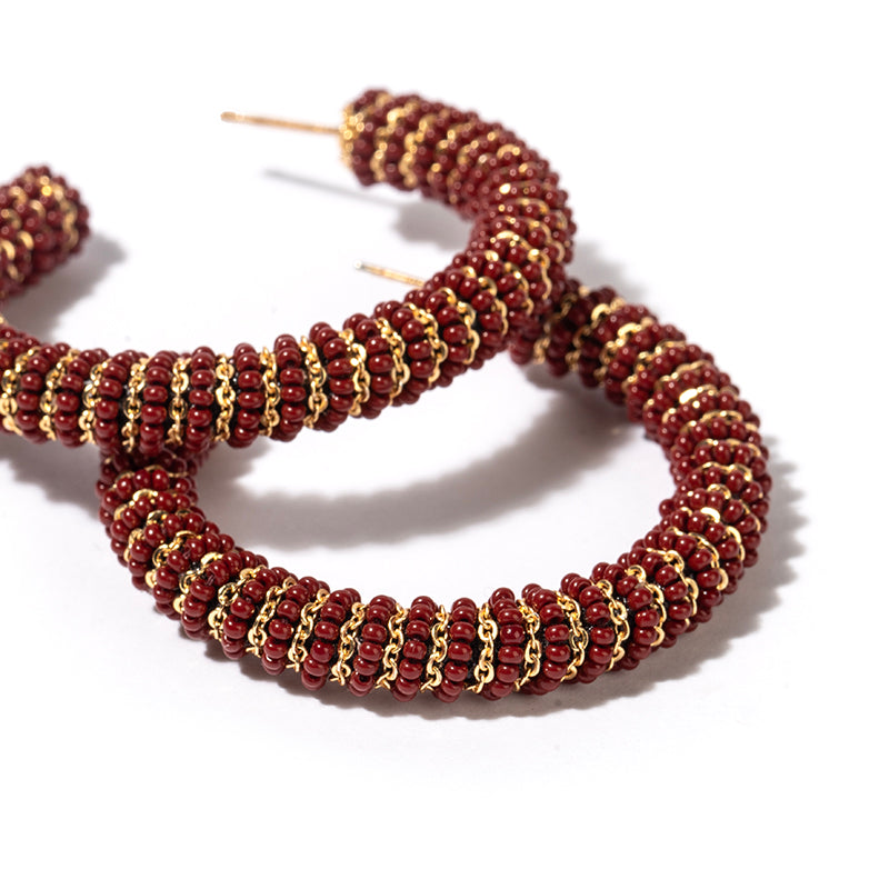 Detail of Deepa By Deepa Gurnani Zareen Earrings Maroon Color