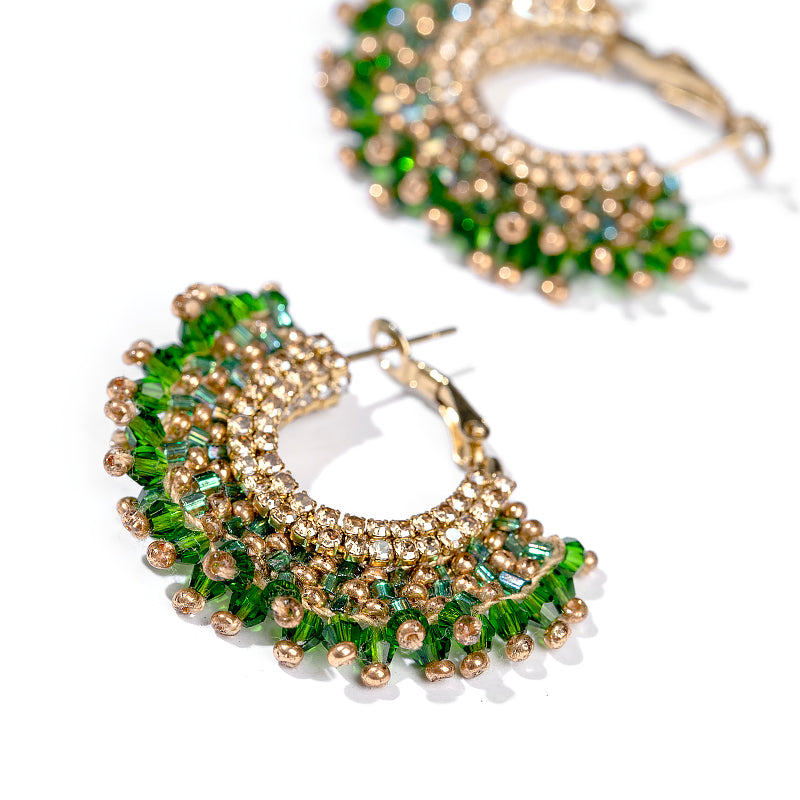 Detail of Deepa By Deepa Gurnani Sierra Earrings Emerald Color