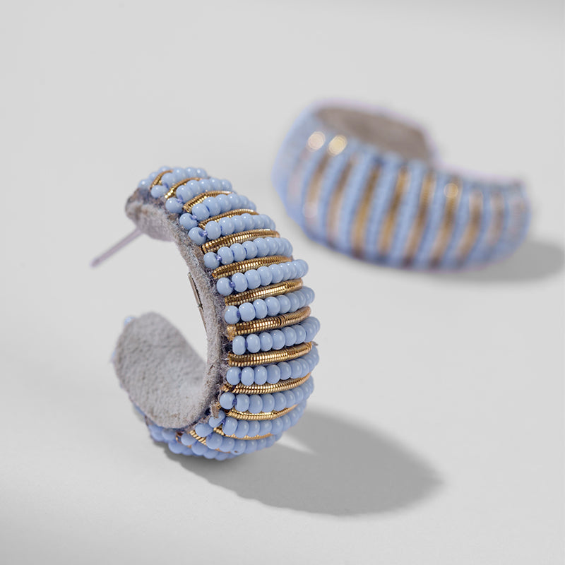 Detail of Deepa by Deepa Gurnani Handmade Davon Earrings in Powder Blue color