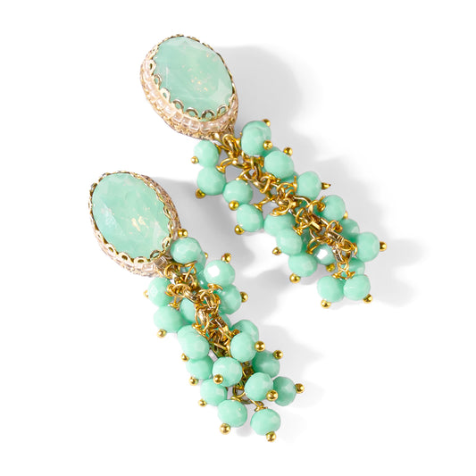 Deepa Gurnani Pret Jemsa Earrings in Turquoise color